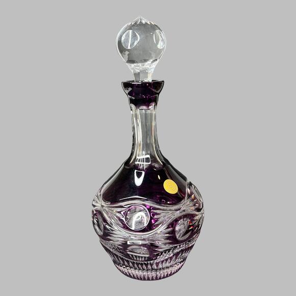 Vintage CRYSTAL SPIRIT DECANTER 12” Bohemian Czech Hand Cut Purple Glass Bottle - Picture 8 of 8